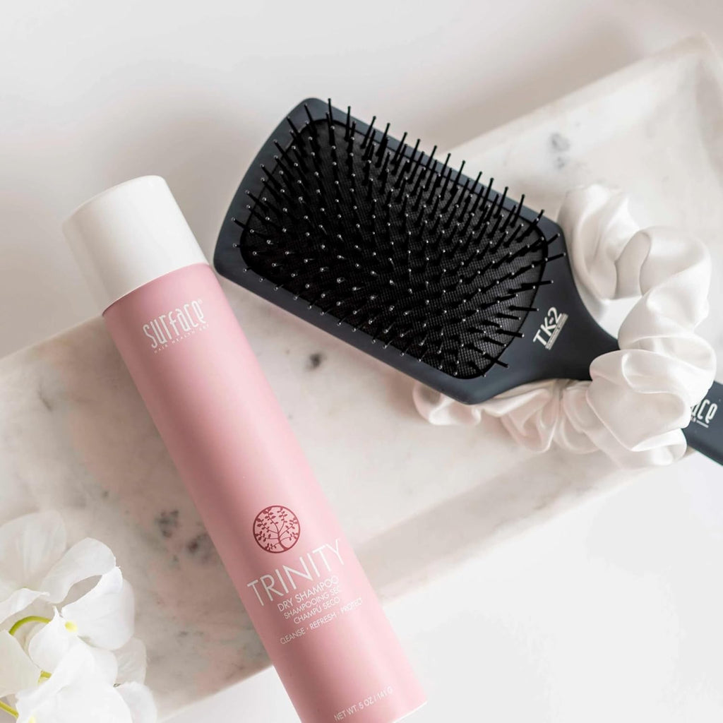 Surface Hair TK2 Paddle Brush - Professional Heat Resistant Styling Tool for Smoothing & Straightening | 3 Inch Tourmaline Cushion Pad