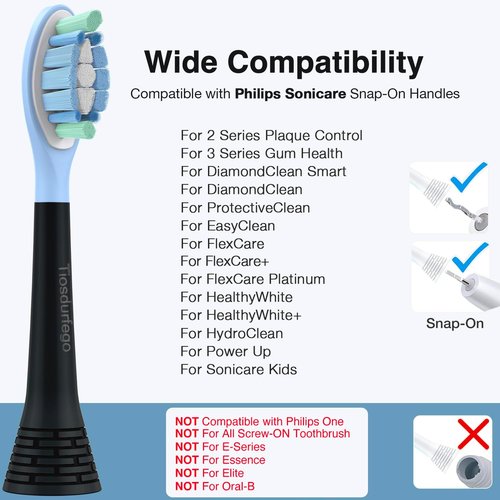 Philips Sonicare Replacement Toothbrush Heads - C3 & A3 Compatible Electric Brush Heads | Black