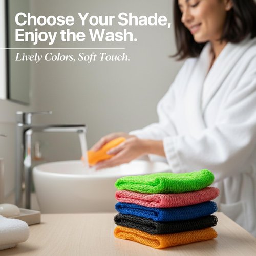 SUDNY Authentic African Net Sponge - 2 Pieces African Exfoliating Body Scrubber Bath Sponge - Daily Use & Quick-Dry Mesh for Smooth Skin - Real African Body Care Bathing Accessories | Pink $ Orange