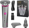 HIENA PRO Professional Beard Trimmer - 3-in-1 Cordless Grooming Tool for Men | Rechargeable Facial, Ear & Nose Clippers