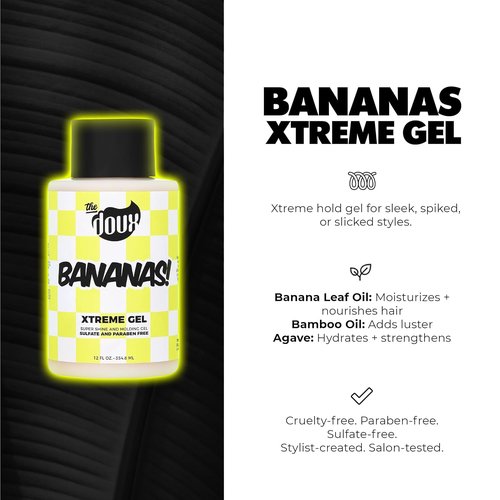 Bananas Xtreme Hold Hair Gel - Strong Hold Curl Gel for Frizz Control & Shine | 12oz for All Hair Types