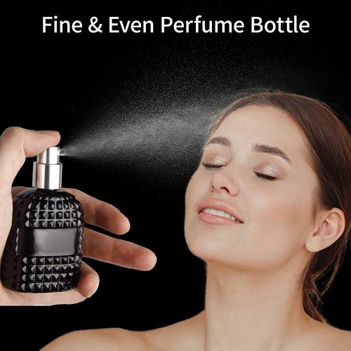 HXRYAGi 2 Pack 30ml Perfume Spray Bottles Empty, Refillable Glass Fine Mist Atomizer, Portable Travel Perfume Atomizers Fragrance Containers Sprayer for Cleaning, Essential Oils, Liquids (Black)