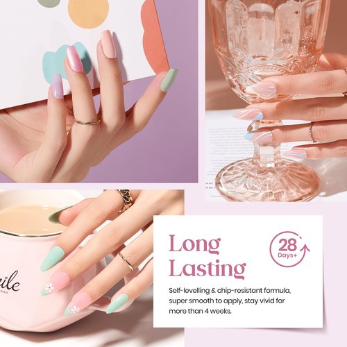 Beetles Gel Polish Set – Healing Elixir 20 Colors Gel Nail Polish Kit, Pink Blue White Green Pearl with Base Coat Matte Glossy Top Coat for DIY Manicure Gift for Women