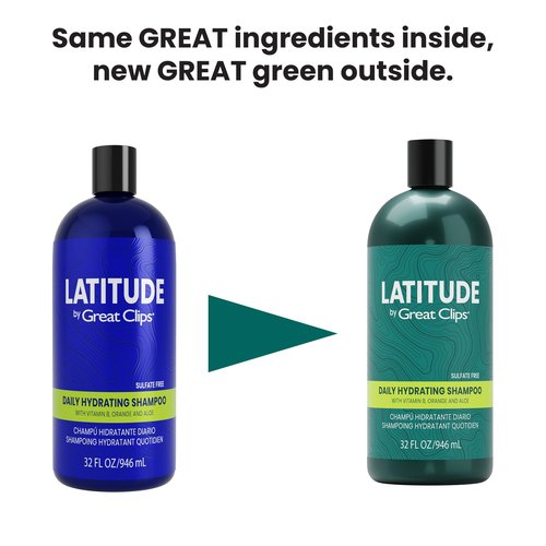 GREAT CLIPS LATITUDE Daily Hydrating Shampoo | Men's Shampoo that Promotes Full + Healthy Hair | For All Hair Types | 32oz | Packaging May Vary