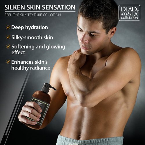 Dead Sea Collection Amberwood Men's Body Lotion - Nourishing Hydration with Amberwood Oil & Minerals - 16.9 Fl Oz