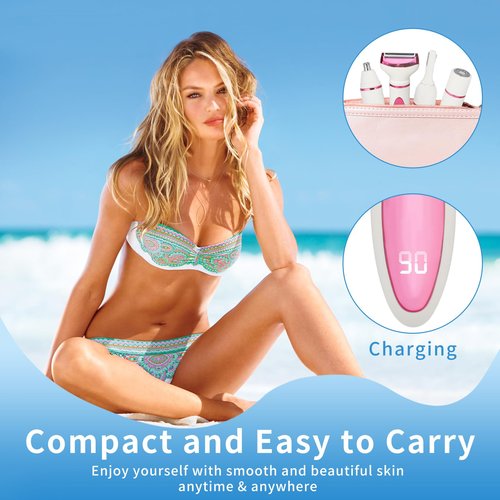 Beanify Electric Razor for Women Men,4 in 1 Painless Ladies Wet & Dry Body Razors and Facial Hair Remover,Rechargeable Led Display Hair Removal Kit for Nose Face Body Leg Bikini Arm Hair