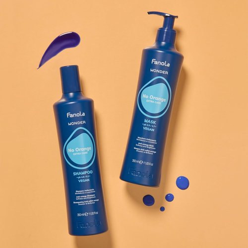 Fanola Wonder No Orange Hair Mask - Blue Toner for Brassy Hair - Deep Conditioning Vegan Formula | 11.83oz