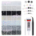 qiipii 28 Types Black White Transparent Jelly Resin Rhinestones w B7000 Jewelry Glue for Bedazzling Crafting 3-6mm Flatback Stones Gems Diamonds Crystals for Face Eyes Makeup Crafts Tumblers Bottles