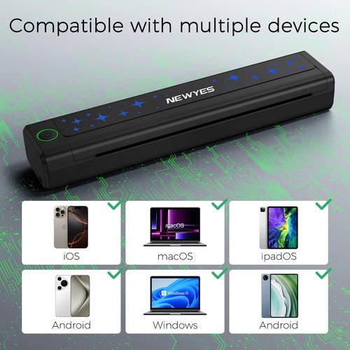NEWYES Tattoo Stencil Printer Wireless Portable Tattoo Printer Kit Thermal Tattoo Machine for Tattoo Artists & Beginners, Matte Effect Clear Printing, Compatible with Mobile Phone, Pad, PC