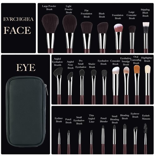 35Pcs Professional Makeup Brushes Set, High End 25 Pcs Make up Tools For Powder Foundation Concealers Blush Eyeshadows and 8 Puff 2 Makeup Sponge. Artist MUST HAVES Travel and Daily (brown)