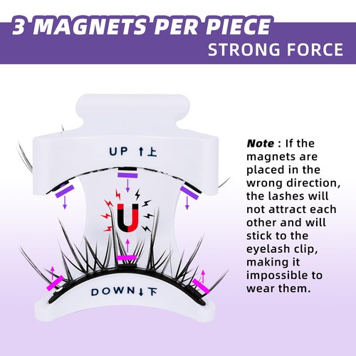 B&Qaugen Reusable Magnetic Eyelashes Natural Look False Eyelashes with Applicator Easy to Wear and Remove Glue-Free Pestañas Magnéticas(CX01)
