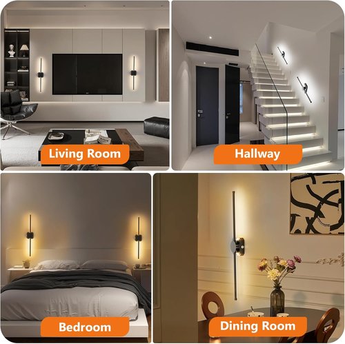 HEERTTOGO Battery Operated Wall Sconces - Set of 2 | 360° Rotatable Dimmable LED Lights with Remote Control