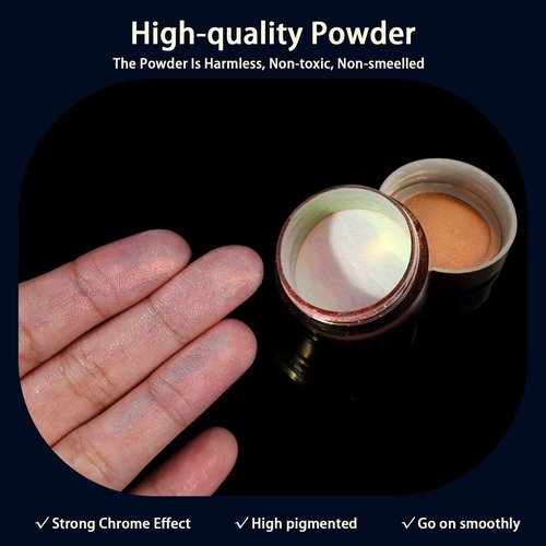 Allstarry Unicorn Chrome Nail Powder, Aurora Mermaid Iridescent White Pearl Nail Chrome Powder Pigment Glitter Fairy Dust for Nail Art, Manicure, Gel Nail Polish - Orange Sunset
