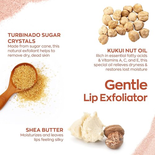 Hanalei Vegan Sugar Lip Scrub - Exfoliating Hawaiian Cane Sugar & Kukui Oil for Smooth, Hydrated Lips | Natural & Cruelty-Free (22g)