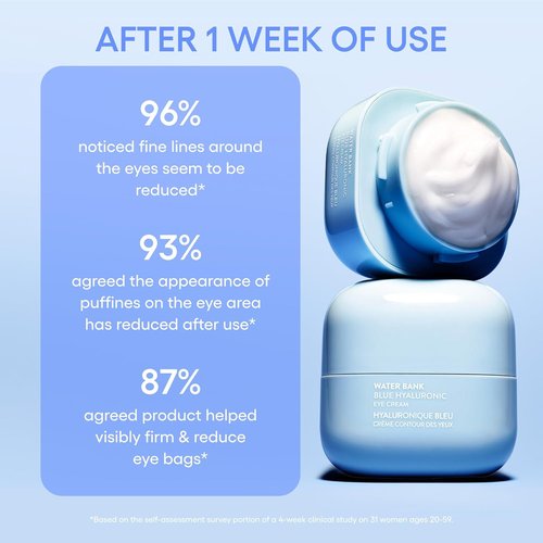 LANEIGE Water Bank Blue Hyaluronic Eye Cream - Hydrating Treatment with Niacinamide & Caffeine for Brightening & Puffiness Reduction
