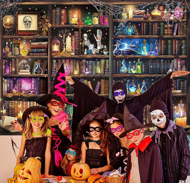 Halloween Laboratory Backdrop 8x6FT - Spooky Science & Potion Theme Photo Banner