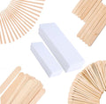 Mibly 4 Style 400 Pcs Assorted Wooden Wax Sticks for Body Legs Face and Small Medium Large Sizes Eyebrow Waxing Applicator Spatulas for (400 Piece Set)