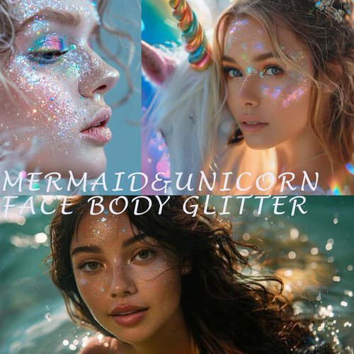 Skiennix White Face Glitter Gel - Sparkling Mermaid Body Glitter for Festivals & Halloween | 50ML