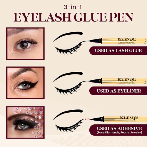 Skiennix Black Eyeliner Lash Glue Liner - Strong Hold, Latex-Free Adhesive for Magnetic Lashes