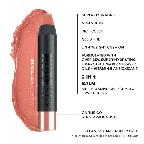 Nudestix Nude Natural Lips Kit – 3-Piece Mini Gel Color Lip + Cheek Balm Set in Hydrating Nude Shades | Co-Founder Curated, Glossy Finish, Vegan & Clean Beauty | Limited Edition Lip Set