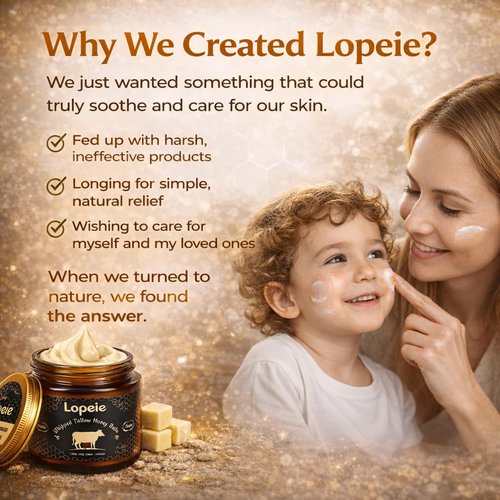 Lopeie Upgraded Organic Beef Tallow for Skin & Face – Whipped Grass-Fed Tallow and Honey Balm for Dry, Sensitive Skin, Natural Hydrating Face Moisturizer with Raw Honey (Unscented)
