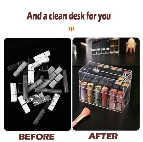 PINGANBUSU Lipstick Holder Display Case, 18 Slots Acrylic Organizer with Dust Cover, Lip Gloss Holder and Case for Vanity or Drawer, Cosmetic Display and Lipstick Storage Organizer