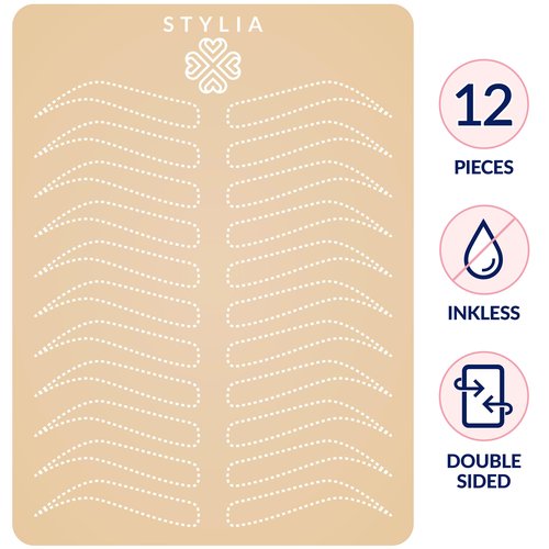 Stylia Microblading Inkless Practice Fake Silicone Skin Sheet for Eyebrow Tattoo, Fake Skin for Tattoo, Needling, Eye Brow Makeup, Tattoo Skin Practice Kit Supplies (White Double Sided)