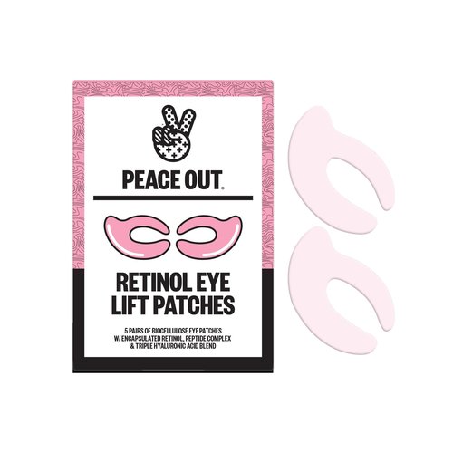 PEACE OUT Retinol Eye Lift Patches, 360° Biocellulose Eye Mask with Encapsulated Retinol & Peptides, Firming and Smoothing Eye Patches for Fine Lines, Wrinkles, 5 Pairs