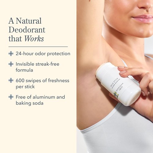 Beekman 1802 Milk Stick Deodorant - All-Day Invisible Formula - 2.5 oz - Aluminum Free & Sensitive Skin Friendly