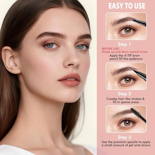 Skiennix Eyebrow Pencil Kit - Waterproof Microblading Pen & Gel, Long-Lasting Makeup - Blonde