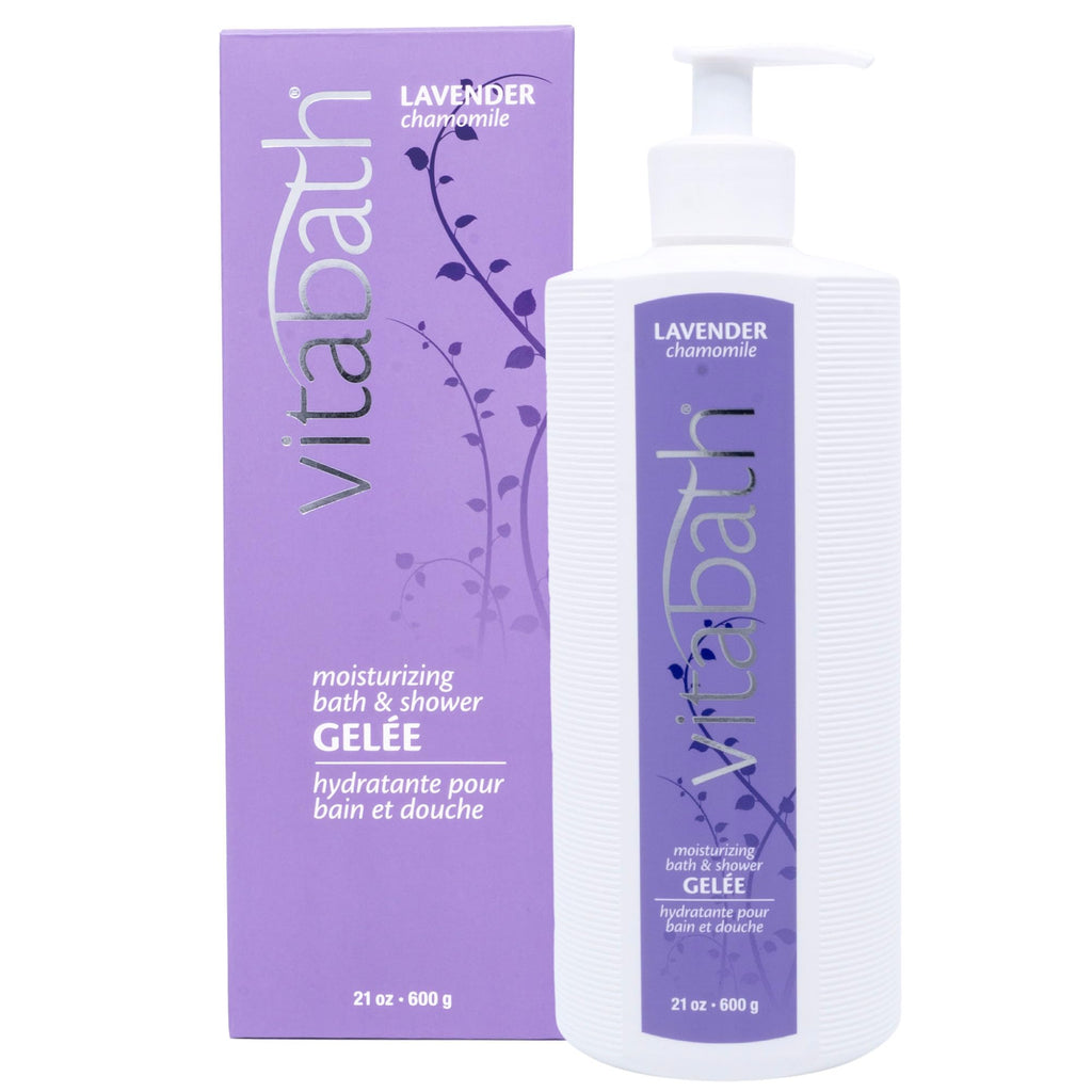 Vitabath Lavender Chamomile Moisturizing Bath & Shower Gel Wash Calming & Hydrating Botanical Skin-Softening Skincare, Body Cleanser & Foaming Gelee - 21 oz