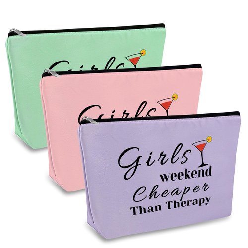 3 Pcs Girls Trip Gifts Travel Makeup Bag Girls Weekend Gift Travel Trip Present for Her Best Friends Bestie Cosmetic Bags Pouch Christmas Graduation Birthday Present for BFF Friends Sister