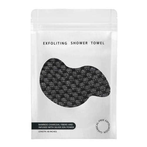 Exfoliating Shower Towel 48",Premium Scrub Wash Cloth for Body Face, Exfoliating Washcloth for Men and Woman (Black1)