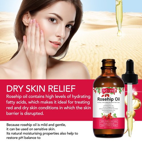 A r b c r n Rosehip Oil for Face,100% Pure Rosehip Seed Oil Cold Pressed Moisturizer for Hair, Skin & Nails 2 fl.oz