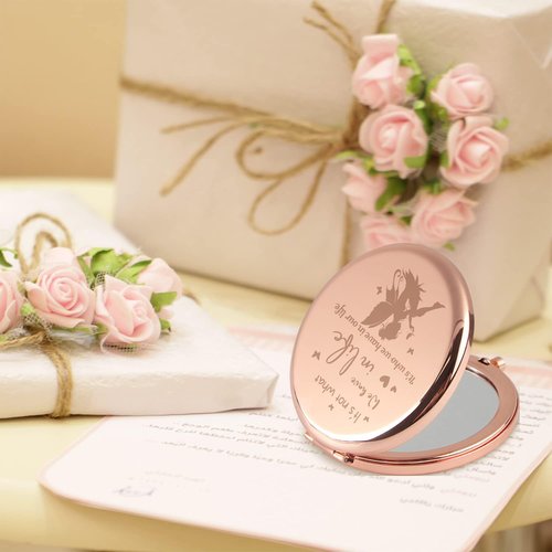 Fairy Gifts for Women, Fairy Tale Pixie Compact Mirror, Fairy Fan Gift for Women, Pixie Rose Gold Compact Mirror Gifts for Birthday, It's Not What We Have in Life It’s Who We Have in Our Life