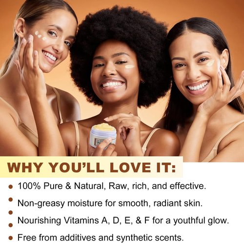 Raw Shea Butter, 4.2Oz Pure Natura Unrefined Raw Shea Butter Contains Vitamin A, E & F, Skin Moisturizer For Face, Body & Hair, Hydrating Dry Skin