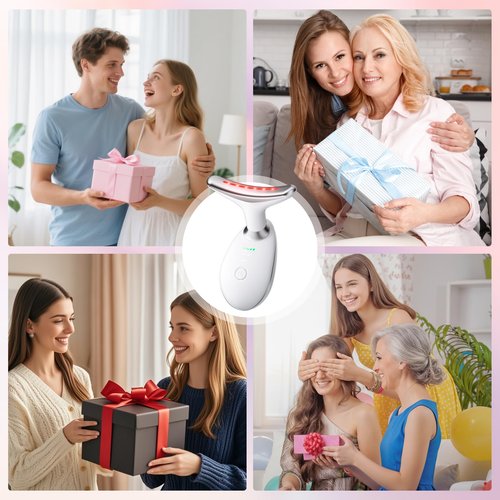 Neck and Face Care Device for Home Daily Use, Skin Care Tool, Wrink-le Improve, Firm, Tightening and Smooth Cream White