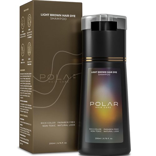 Polar Haircare - Dye Shampoo for Gray Hair | Natural Vegan Light Brown Color - 6.76 Fl Oz