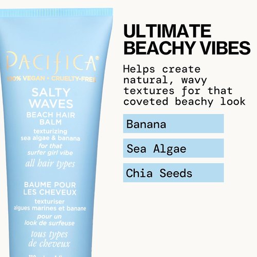 Pacifica Salty Waves Beach Hair Balm - Texturizing Formula for Effortless Beachy Waves | 4 oz
