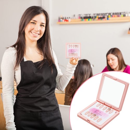 meekoo 30 Pcs Press on Nail Packaging Box with 90 Pcs Adhesive Double Sided Tape Artificial Nail Display Case Storage Container Box Acrylic Packaging Organizer for Art Home Salon(Pink)
