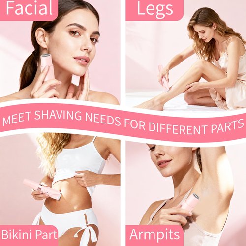 Beanify 2-in-1 Electric Shaver & Bikini Trimmer with LED Display for Women & Men，IPX7 Waterproof Wet/Dry Electric Razor with Dual Head, Rechargeable Painless Body & Facial Hair Remover, Travel-Size