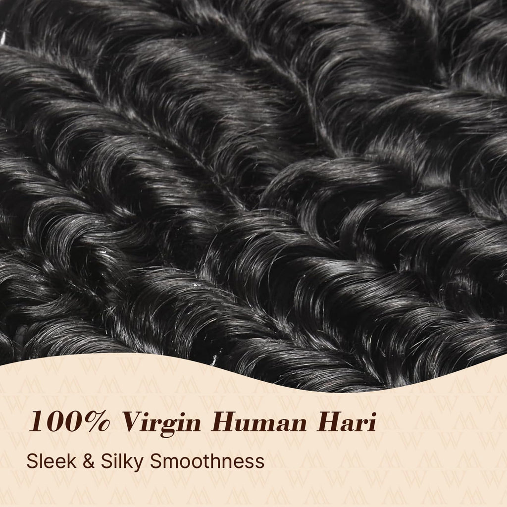 Wequeen 16A Deep Wave Water Wave Human Hair Bundles 100% Unprocessed Brazilian Virgin Hair Quick Weave Bundles Human Hair Extensions Real Human Hair,Deep Wave 16 Inch