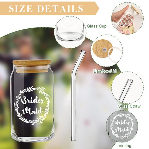 HOMENERGY 9 Pcs Bridesmaid Proposal Gifts - Will You Be My Bridesmaid Kit with Elegant Box Jewelry Box Glass Cup Invited Cards Knotted Bracelets Sunglasses Scrunchies Raffia Grass (Pink)