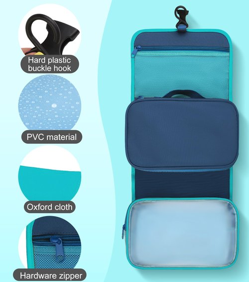 LCYPQPQ 2025 New ! Large-Capacity Foldable travel toiletry bag - Multi-Functional Detachable hanging toiletry bag, Portable Compact hanging travel toiletry bag (Mystic Green)