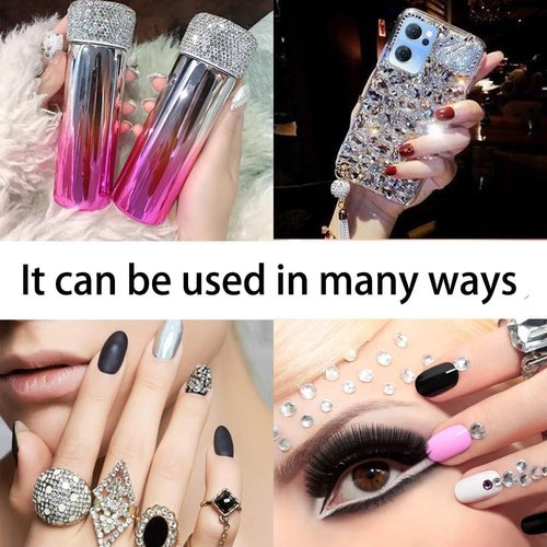 6400Pcs Silver Clear Nail Rhinestones, 600Pcs Multishapes Big Nail Gemstones +5800Pcs 1.5-6.5mm Flat Back Round Crystal Beads with B7000, Nail Decals, Multsize Flat Back Glass Stones for DIY Art