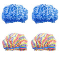 Betty Dain Reusable Vinyl Shower Cap & Bath Cap (4 Pack), Frosted PEVA Elastic Stretch Hem. Waterproof Stretchy Hair Cap for all Hair Lengths - Hipster Collection