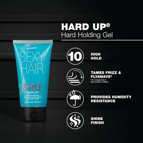 SexyHair Style Hard Up Gel - Extreme Hold Hair Gel for All Hair Types | Non-Flaking Formula