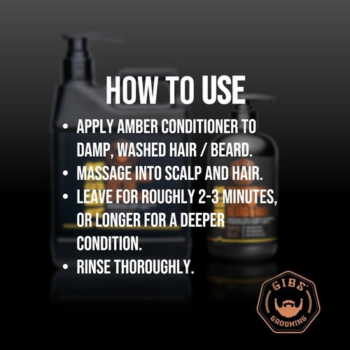 GIBS Amber Beard & Hair Conditioner - Revitalize Dry Hair & Skin, Control Frizz - Made in USA | Antimicrobial, Antioxidant