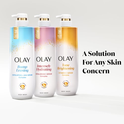 Olay Body Wash for Women, Intensely Hydrating, Hyaluronic Acid Serum Complex, Renews Moisture, Free of Parabens & Phthalates, Vitamin B3 Lameller Technology, For All Skin Types, 20 fl oz