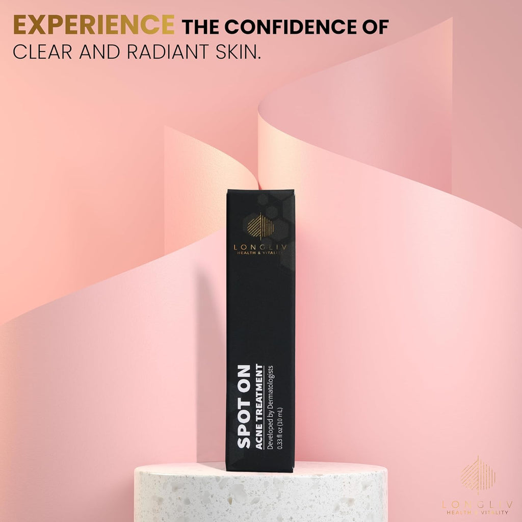 Spot On Acne Roller Ball Serum - Benzoyl Peroxide & Salicylic Acid Pimple Treatment - Mess-Free On-the-Go Solution